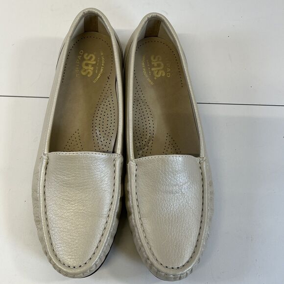 SAS‎ Simplify Loafer Shoe Everyday Leather Pearl Bone Size 9 Med. Tripad Comfort - Picture 3 of 9